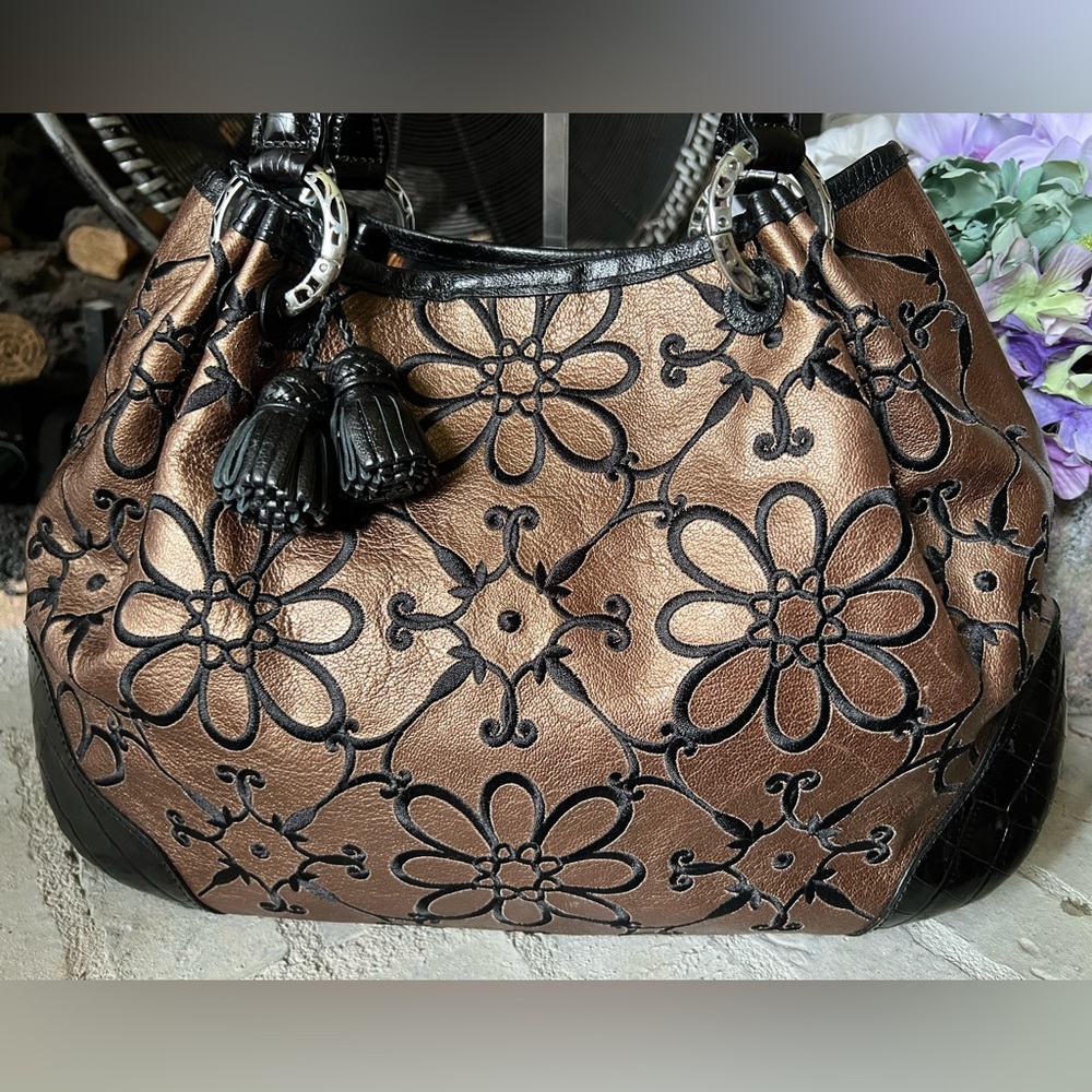 Brighton Valencia Purse Shoulder Bag Satchel
Metallic Bronze Black